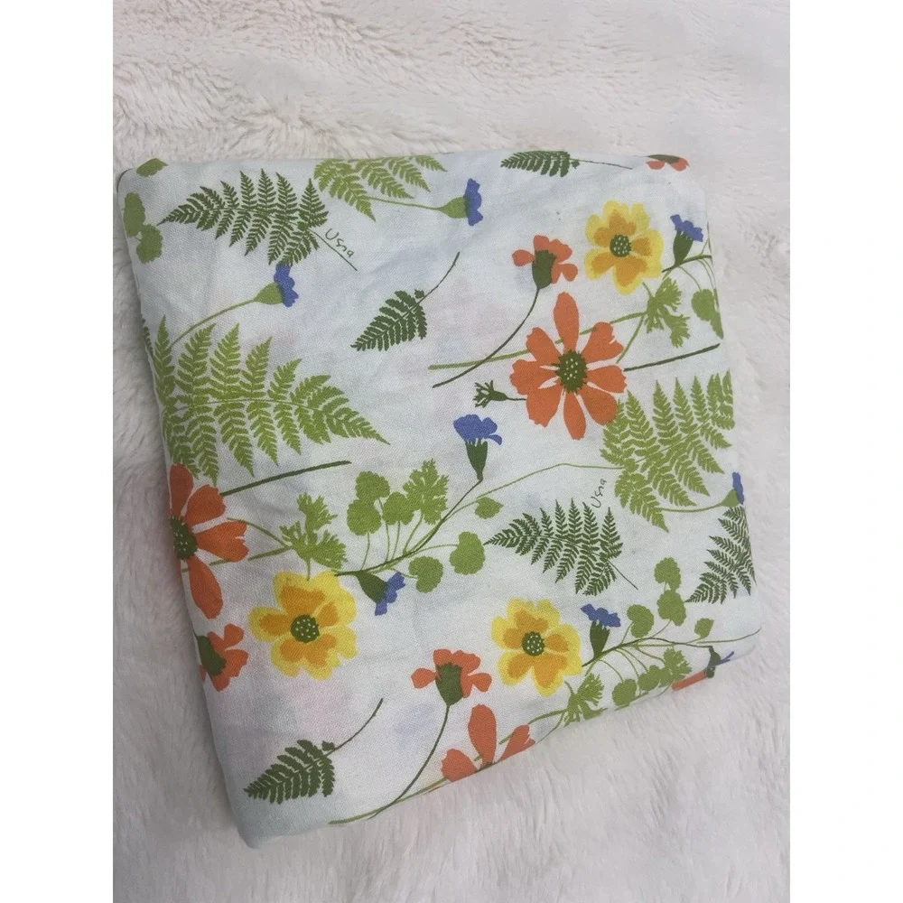 VTG Vera Neumann Fern Orange Rectangle  Floral MCM Tablecloth 60